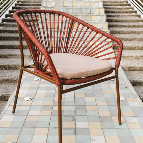 Sillón de jardin Ensenada con respaldo de cuerdas poliester tejidas