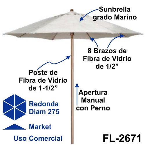 FL-2671 DAYTONA sombrilla redonda mediana