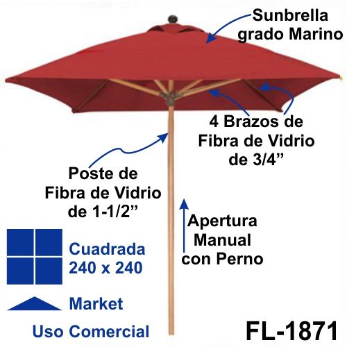 FL-1871 MANASOTA sombrilla cuadrada mediana